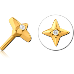 GOLD PVD 18K COATED SURGICAL STEEL GRADE 316L JEWELED THREADLESS ATTACHMENT