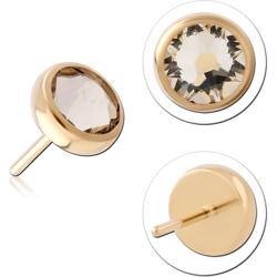 GOLD PVD 18K COATED TITANIUM ALLOY JEWELED THREADLESS DISC
