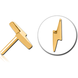 GOLD PVD COATED SURGICAL STEEL GRADE 316L THREADLESS ATTACHMENT  - LIGHTNING