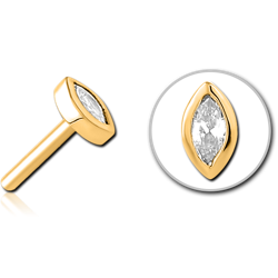 GOLD PVD COATED SURGICAL STEEL GRADE 316L JEWELED THREADLESS ATTACHMENT