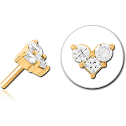 GOLD PVD COATED SURGICAL STEEL GRADE 316L JEWELED THREADLESS ATTACHMENT