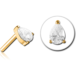 GOLD PVD COATED SURGICAL STEEL GRADE 316L JEWELED THREADLESS ATTACHMENT - DROP