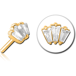 GOLD PVD COATED SURGICAL STEEL GRADE 316L JEWELED THREADLESS ATTACHMENT