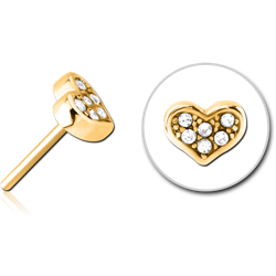 GOLD PVD COATED SURGICAL STEEL GRADE 316L JEWELED THREADLESS ATTACHMENT - HEART