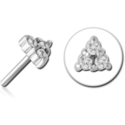 SURGICAL STEEL GRADE 316L JEWELED THREADLESS INTERNAL ATTACHMENT - TRIANGLE