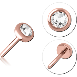 ROSE GOLD PVD COATED SURGICAL STEEL GRADE 316L JEWELED THREADLESS DISC