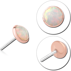 14 KARAT ROSE GOLD SYNTHETIC OPAL JEWELED ATTACHMENT TITANIUM THREADLESS PINS