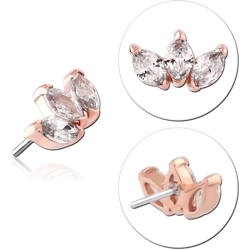 14 KARAT ROSE GOLD JEWELED ATTACHMENT TITANIUM THREADLESS PIN