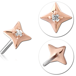 14 KARAT ROSE GOLD JEWELED ATTACHMENT TITANIUM THREADLESS PIN