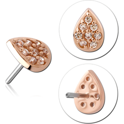 14 KARAT ROSE GOLD JEWELED ATTACHMENT TITANIUM THREADLESS PIN