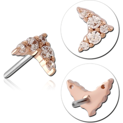 14 KARAT ROSE GOLD JEWELED ATTACHMENT TITANIUM THREADLESS PIN