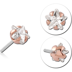 14 KARAT ROSE GOLD JEWELED ATTACHMENT TITANIUM THREADLESS PIN - STAR