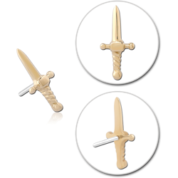 14 KARAT GOLD YELLOW ATTACHMENT TITANIUM THREADLESS PIN
