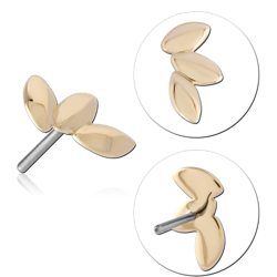 14K YELLOW GOLD SOLID ATTACHMENT TITANIUM ALLOY THREADLESS PIN
