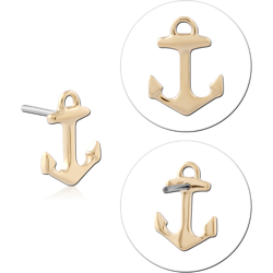 14K YELLOW GOLD ANCHOR TOP WITH TITANIUM ALLOY THREADLESS PIN