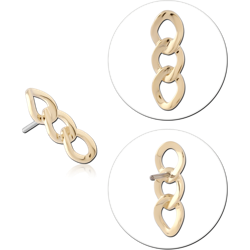 14K YELLOW GOLD INTERLOCKING TRIPLE LINK TOP WITH TITANIUM ALLOY THREADLESS PIN