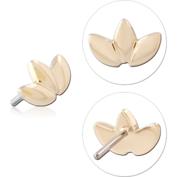 14K YELLOW GOLD TOP WITH TITANIUM ALLOY THREADLESS PIN TRIPLE LEAF
