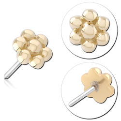 14K YELLOW GOLD SOLID ATTACHMENT 1.0 AND 1.2 MM BEAD TITANIUM ALLOY THREADLESS PIN