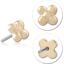 14K YELLOW GOLD SOLID ATTACHMENT BEAD TITANIUM ALLOY THREADLESS PIN