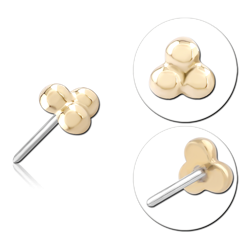 14K YELLOW GOLD SOLID ATTACHMENT 1.2 AND 1.5 MM BEAD TITANIUM ALLOY THREADLESS PIN