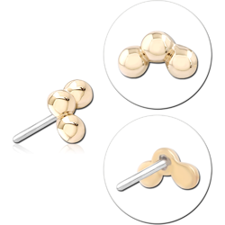 14K YELLOW GOLD SOLID ATTACHMENT 1.0 MM BEAD TITANIUM ALLOY THREADLESS PIN