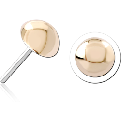 14K YELLOW GOLD SOLID ATTACHMENT 2 MM BEAD TITANIUM ALLOY THREADLESS PIN