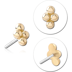 14K YELLOW GOLD SOLID ATTACHMENT 1.3 MM BEAD TITANIUM ALLOY THREADLESS PIN