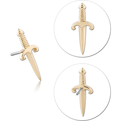 14K YELLOW GOLD SOLID ATTACHMENT TITANIUM ALLOY THREADLESS PIN