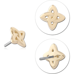 14K YELLOW GOLD SOLID ATTACHMENT TITANIUM ALLOY THREADLESS PIN