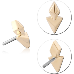 14K YELLOW GOLD SOLID ATTACHMENT TITANIUM ALLOY THREADLESS PIN