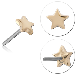 14K YELLOW GOLD SOLID ATTACHMENT TITANIUM ALLOY THREADLESS PIN