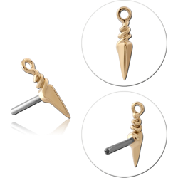 14K YELLOW GOLD SOLID ATTACHMENT TITANIUM ALLOY THREADLESS PIN
