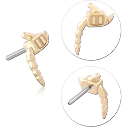 14K YELLOW GOLD SOLID ATTACHMENT TITANIUM ALLOY THREADLESS PIN