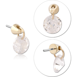 14 KARAT GOLD YELLOW JEWELED ATTACHMENT TITANIUM THREADLESS PIN -ROUND