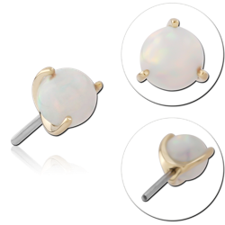 14 KARAT GOLD YELLOW SYNTHETIC OPAL JEWELED ATTACHMENT TITANIUM THREADLESS PIN