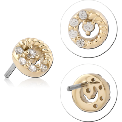 14 KARAT GOLD YELLOW JEWELED ATTACHMENT TITANIUM THREADLESS PIN