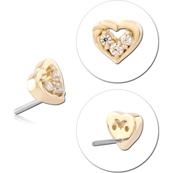 14 KARAT GOLD YELLOW JEWELED ATTACHMENT TITANIUM THREADLESS PIN
