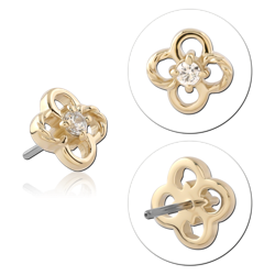 14 KARAT GOLD YELLOW JEWELED ATTACHMENT TITANIUM THREADLESS PIN