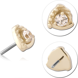 14 KARAT GOLD YELLOW JEWELED ATTACHMENT TITANIUM THREADLESS PIN