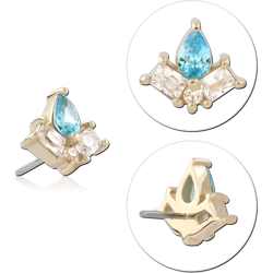 14 KARAT GOLD YELLOW JEWELED ATTACHMENT TITANIUM THREADLESS PIN