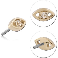 14 KARAT GOLD YELLOW JEWELED ATTACHMENT TITANIUM THREADLESS PIN