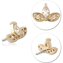 14 KARAT GOLD YELLOW JEWELED ATTACHMENT TITANIUM THREADLESS PIN