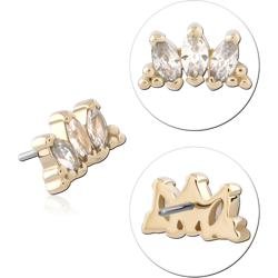 14 KARAT GOLD YELLOW JEWELED ATTACHMENT TITANIUM THREADLESS PIN