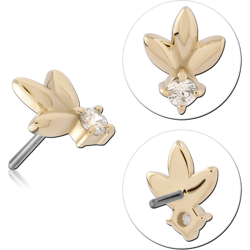 14 KARAT GOLD YELLOW JEWELED ATTACHMENT TITANIUM THREADLESS PIN