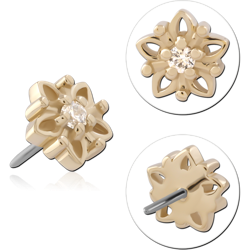14 KARAT GOLD YELLOW JEWELED ATTACHMENT TITANIUM THREADLESS PIN