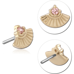 14 KARAT GOLD YELLOW JEWELED ATTACHMENT TITANIUM THREADLESS PIN