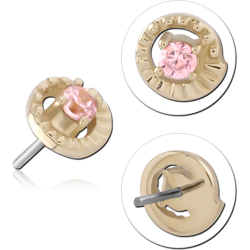 14 KARAT GOLD YELLOW JEWELED ATTACHMENT TITANIUM THREADLESS PIN