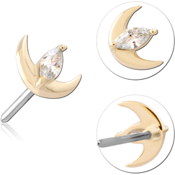 14 KARAT GOLD YELLOW JEWELED ATTACHMENT TITANIUM THREADLESS PIN