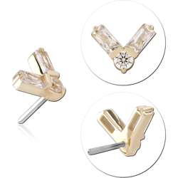 14 KARAT GOLD YELLOW JEWELED ATTACHMENT TITANIUM THREADLESS PIN