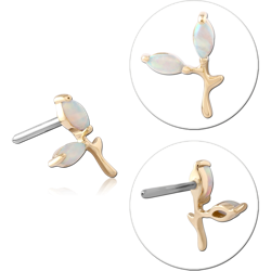 14 KARAT GOLD YELLOW JEWELED ATTACHMENT TITANIUM THREADLESS PIN